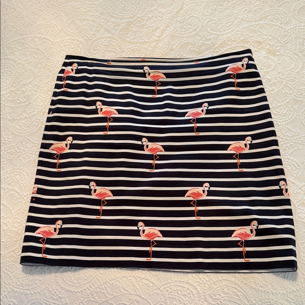 Talbots Navy and White Flamingo Pencil Skirt